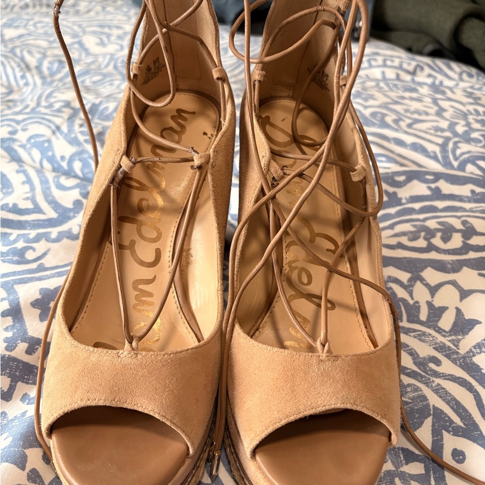 Sam Edelman Tan Lace-Up Heels
